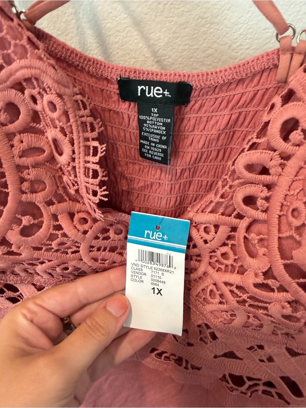 Rue21 Dusty Rose Crochet Lace Bodysuit